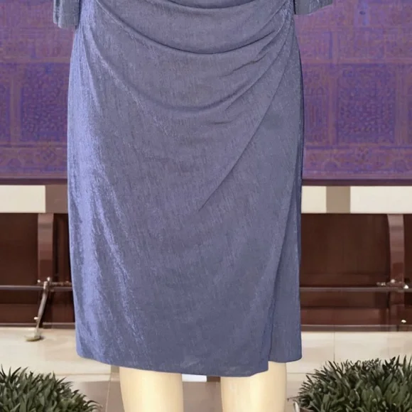 Patra Vintage Beaded Ruched Blue Dress